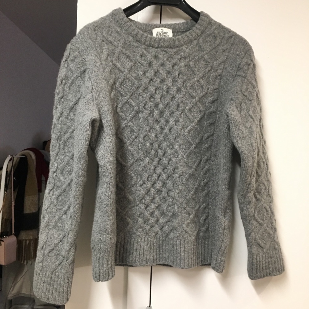 100% lamb wool cable sweater from japan